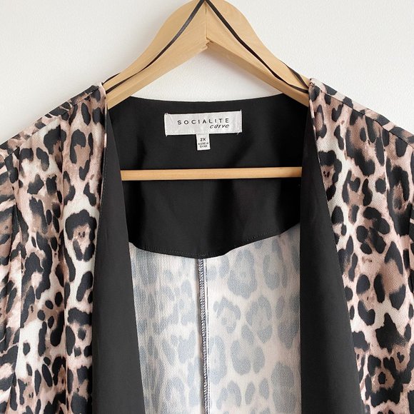 Socialite Curve NWOT Women's Casual Blazer, Open Front, Leopard Print, Size 2X - Picture 6 of 8